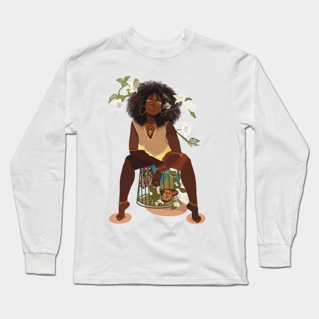 Afro girl Long Sleeve T-Shirt by Brooke Danaher Art 